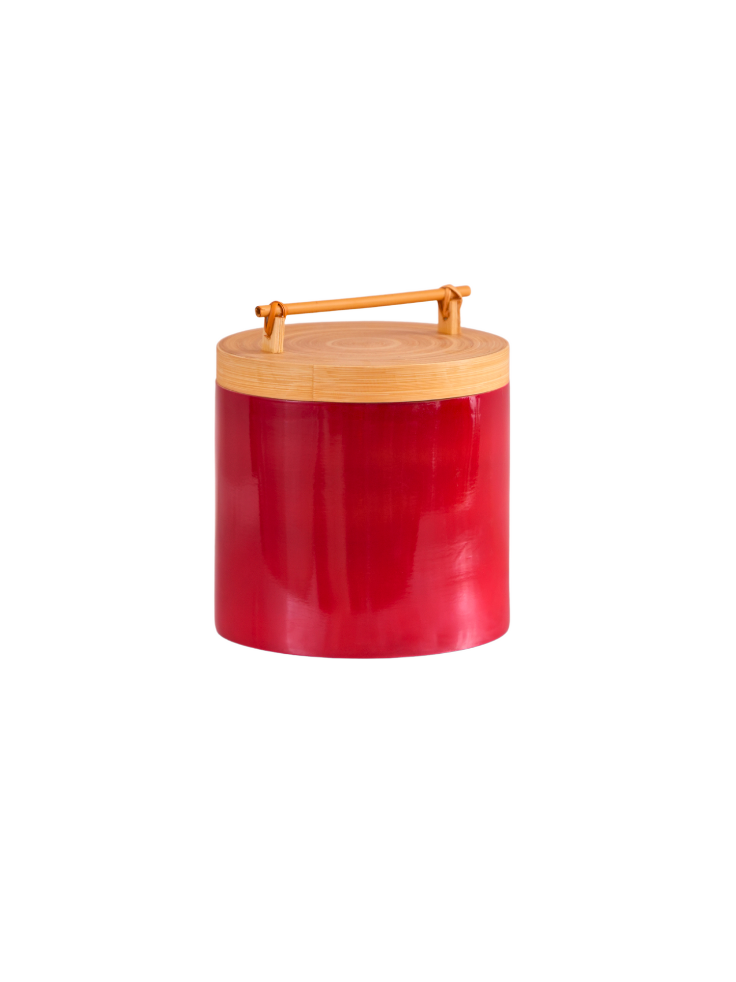 Red Lacquer & Bamboo Cannister