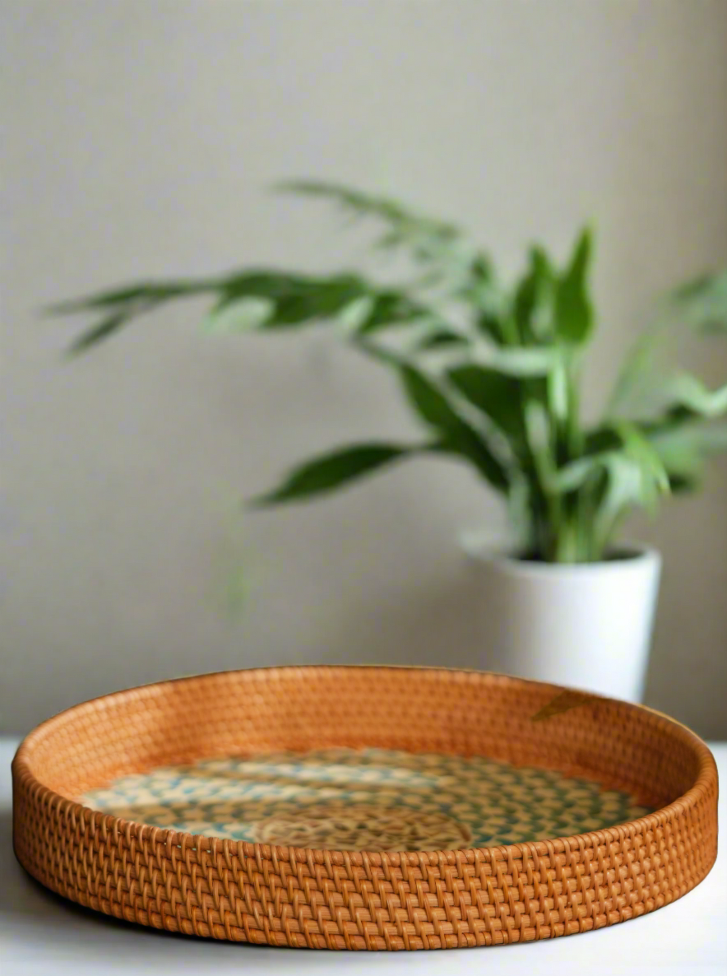 Bamboo & Shell Inlay Tray- Sky Blue