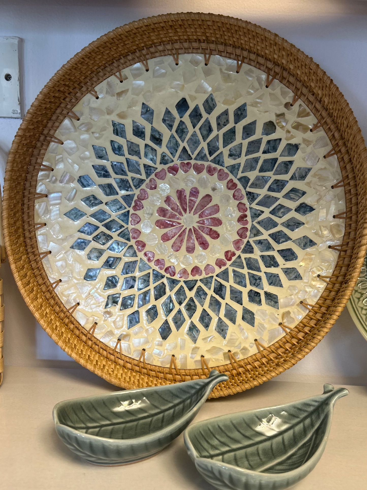 Bamboo & Shell Inlay Tray- Multicoloured