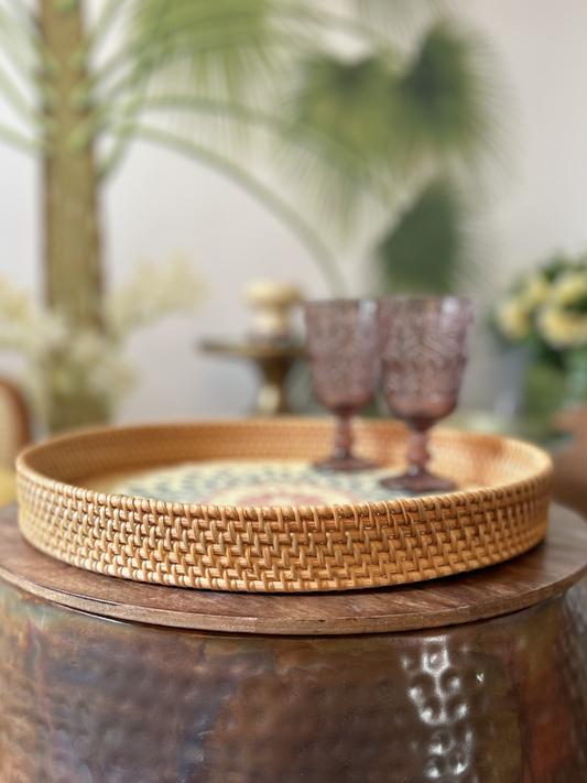 Bamboo & Shell Inlay Tray- Multicoloured