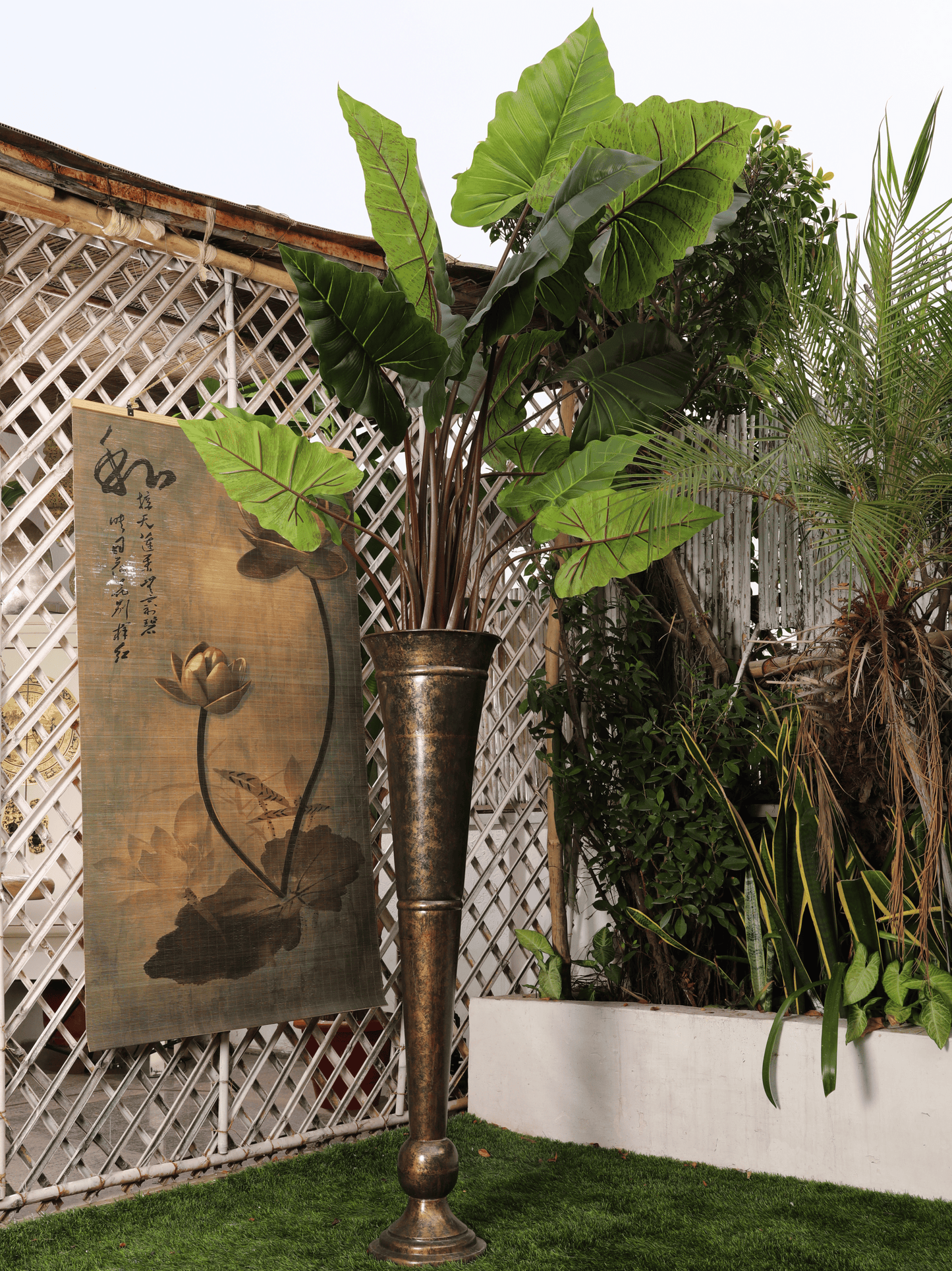 Tall Antique Metal Planter