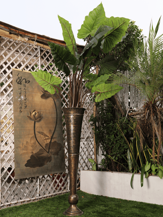 Tall Antique Metal Planter