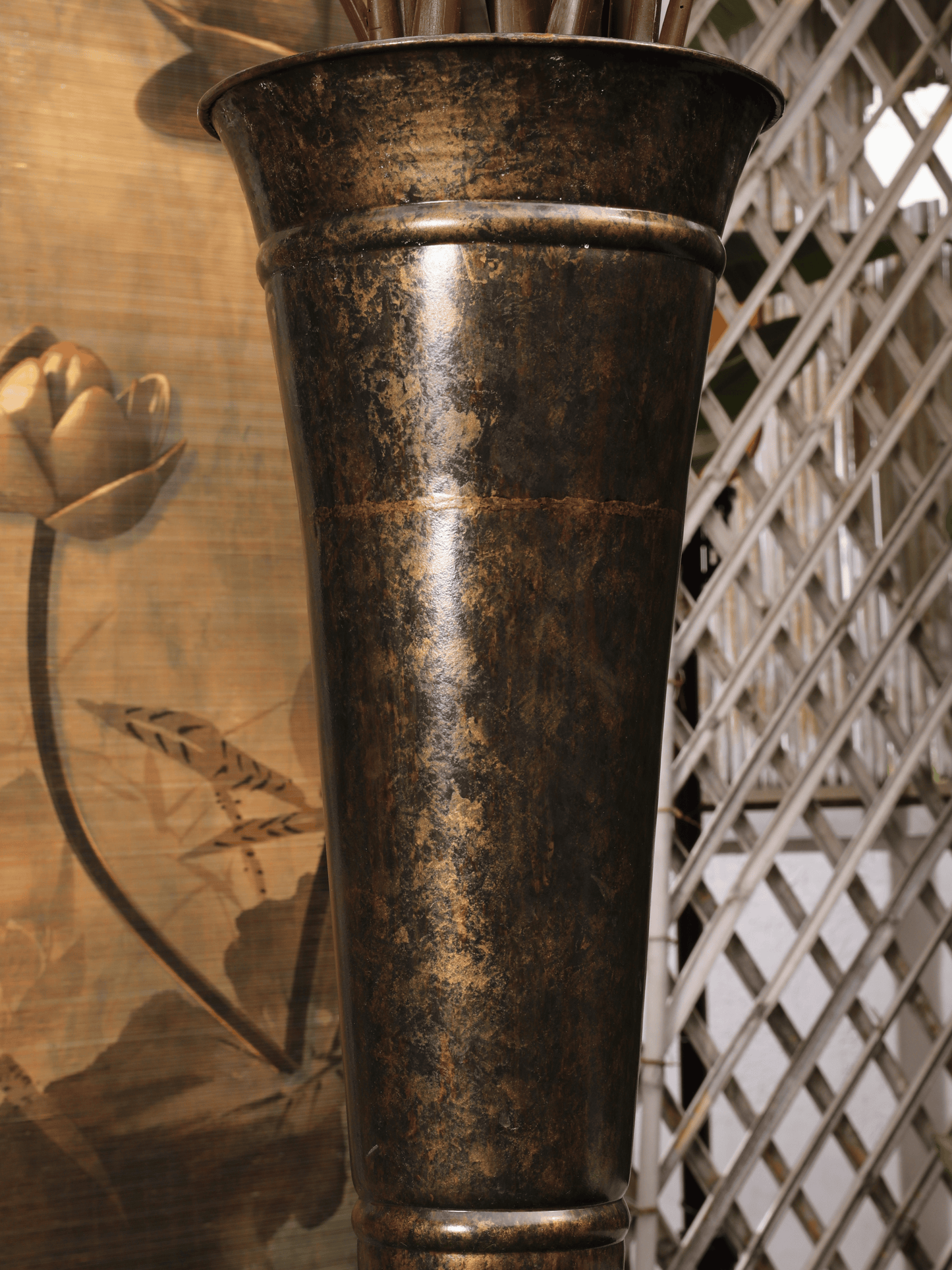 Tall Antique Metal Planter