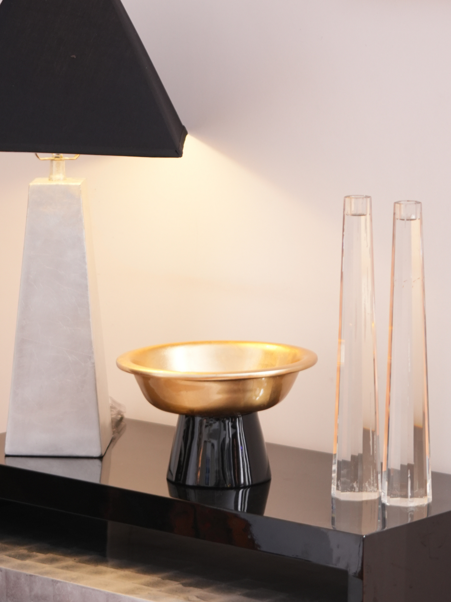 Lacquer Gold & Black Footed Platter