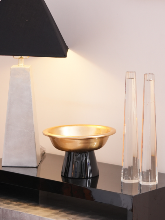 Lacquer Gold & Black Footed Platter