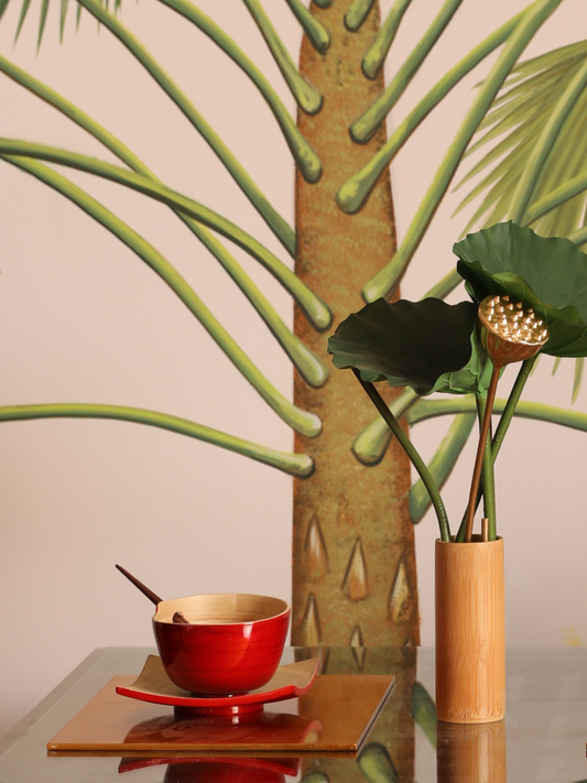 Bamboo & Lacquer Soup Bowl Set with Chopsticks