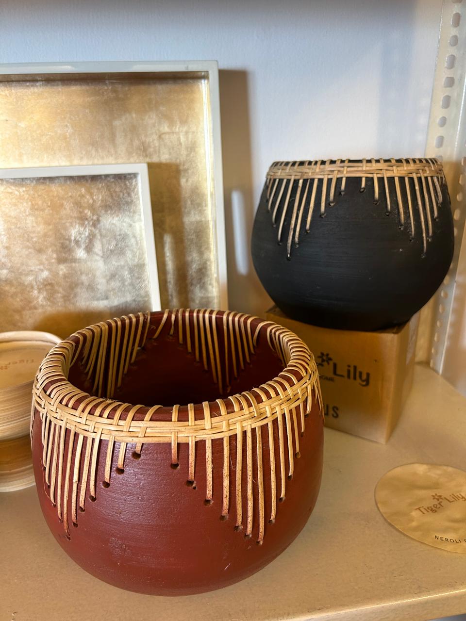 Terracotta & Rattan Weave Planter
