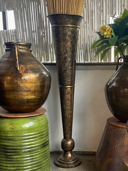 Tall Antique Metal Planter