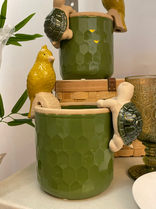 Citro Candle Pot with Turtle/Bird