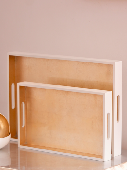 Lacquer White & Gold Tray